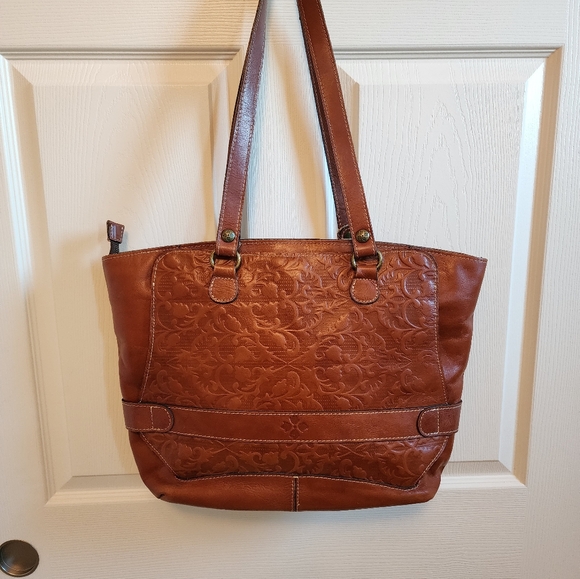Patricia Nash Folklore Artisan Lapila Tote, Large Brown Tooled Leather bag. - Picture 2 of 11
